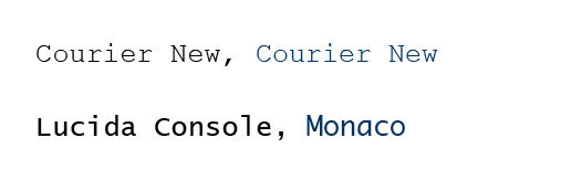 Monospace Font List Web