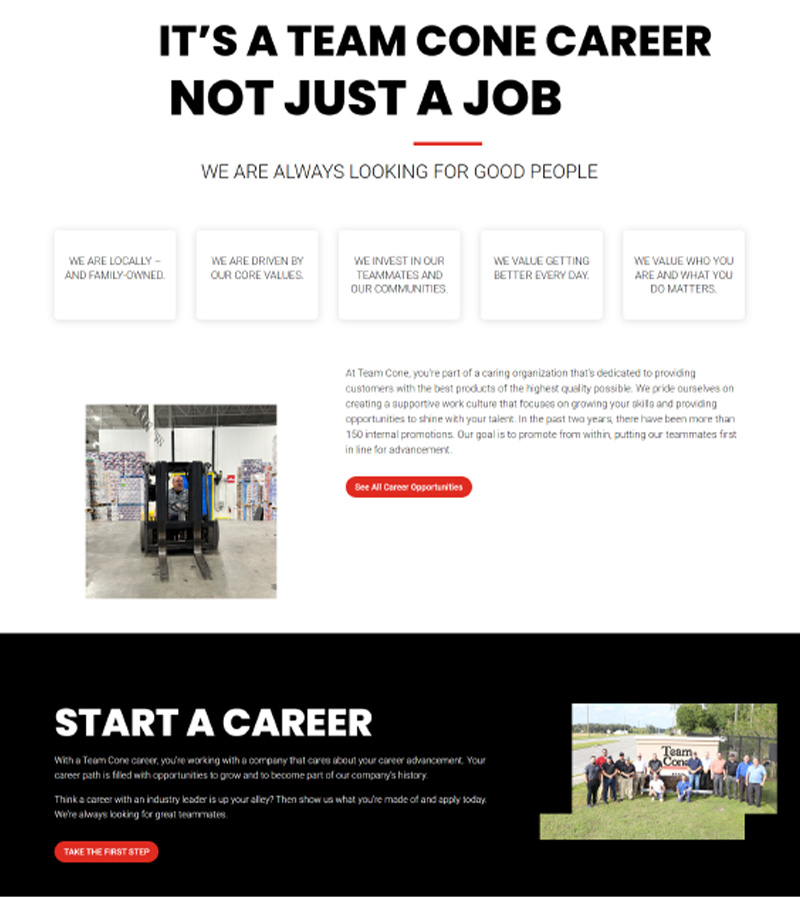 Team Cone Careers page